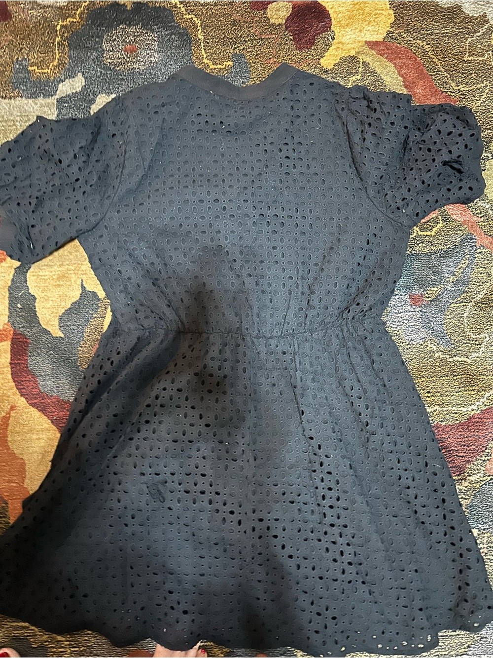 Nine West Black Eyelet Short Sleeve Dress